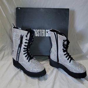 Diamond sparkle combat boots with pocket